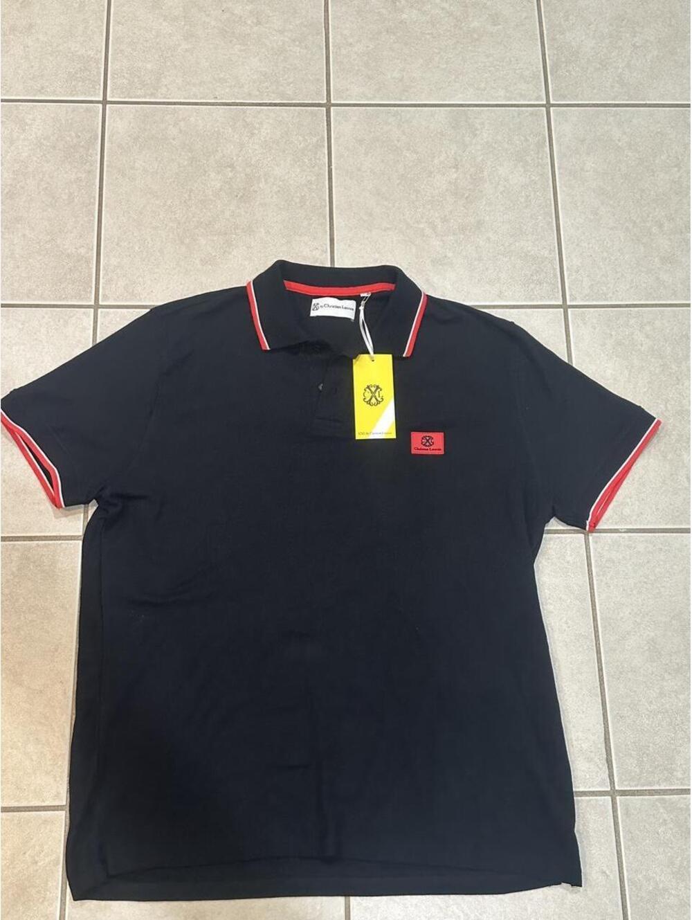 Christian Lacroix Men's Black and Navy Polo-shirt